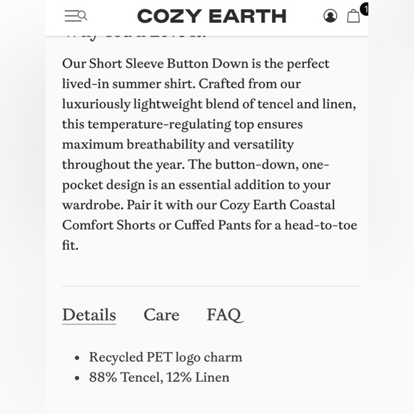 Cozy Earth Button up - Picture 4 of 4